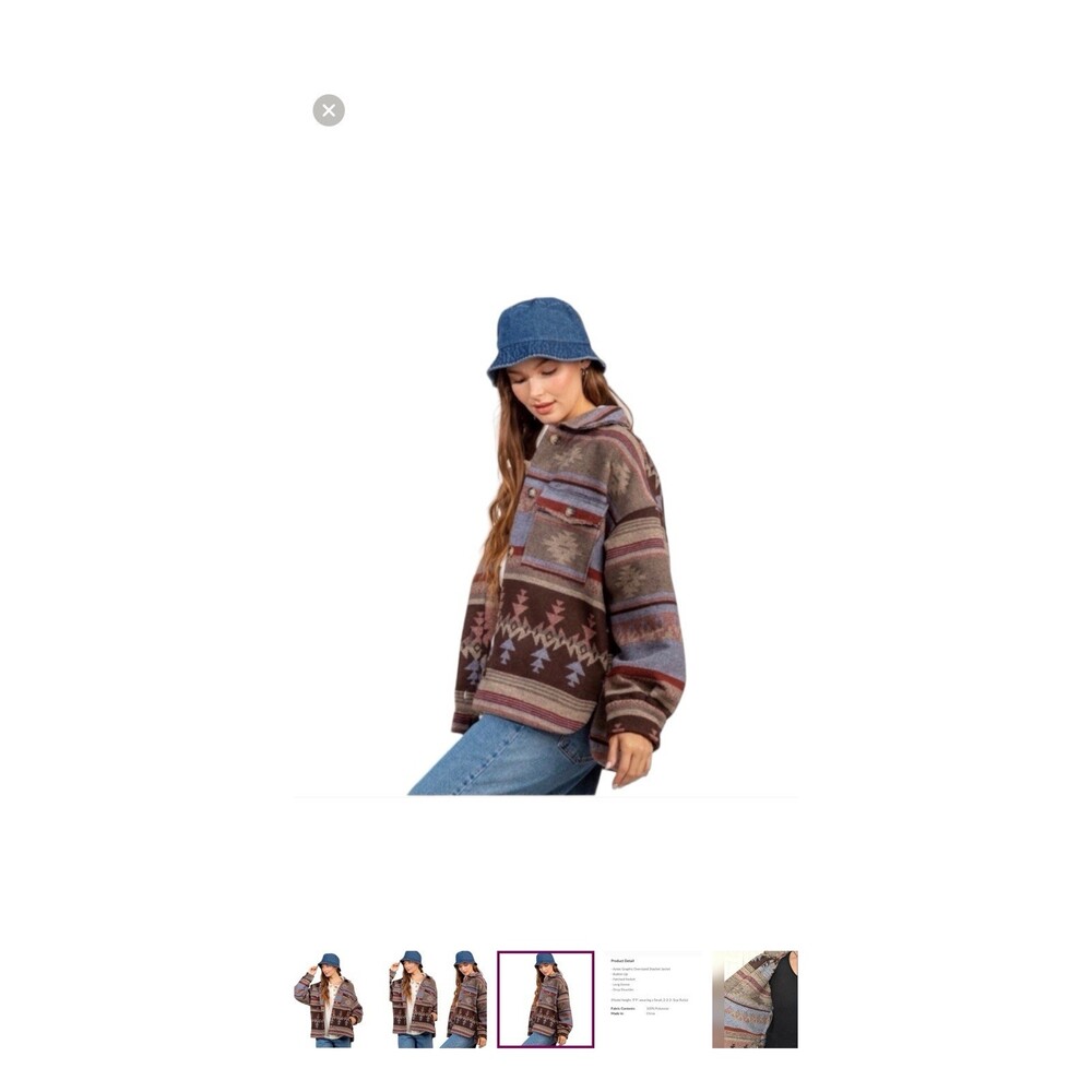NWOT Women’s New In Jacket Aztec Print Size Large - Picture 5 of 5